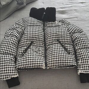 Mackage Black and White Houndstooth Puffer Jacket